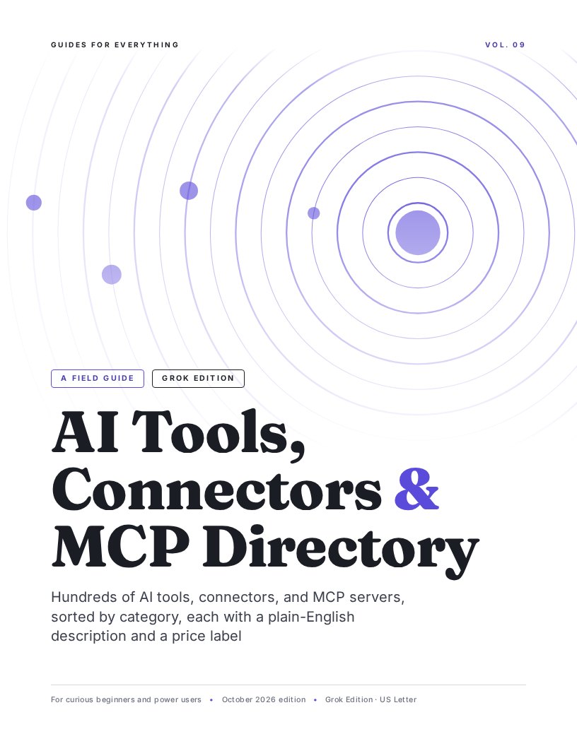 Cover of AI Tools, Connectors & MCP Directory (Grok Edition)